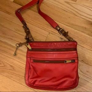 Fossil Authentic red crossbody purse